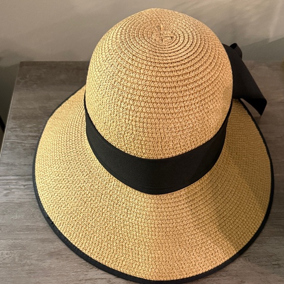 Chic Brown Sun Hat with Black Bow - Picture 2 of 2